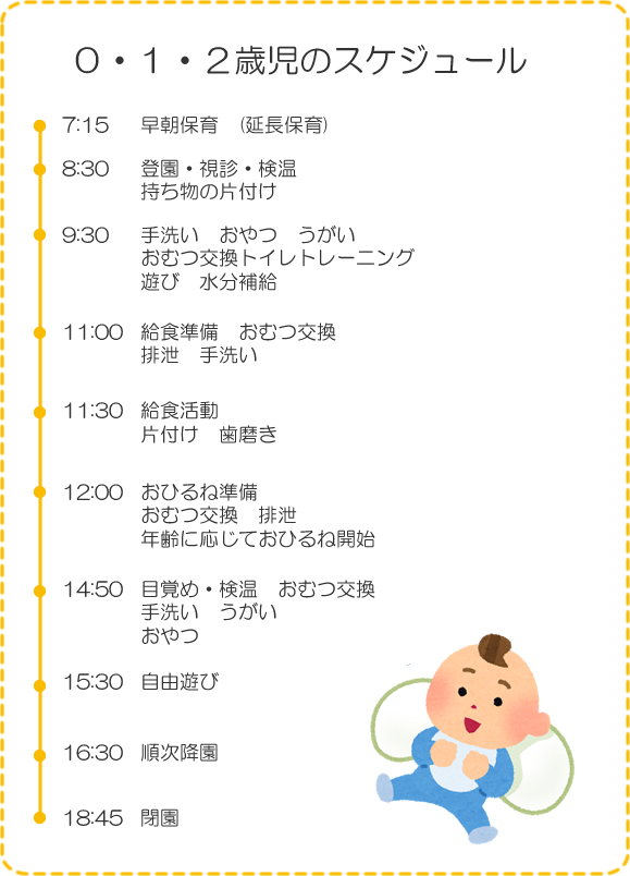 0・1・2歳児のスケジュール